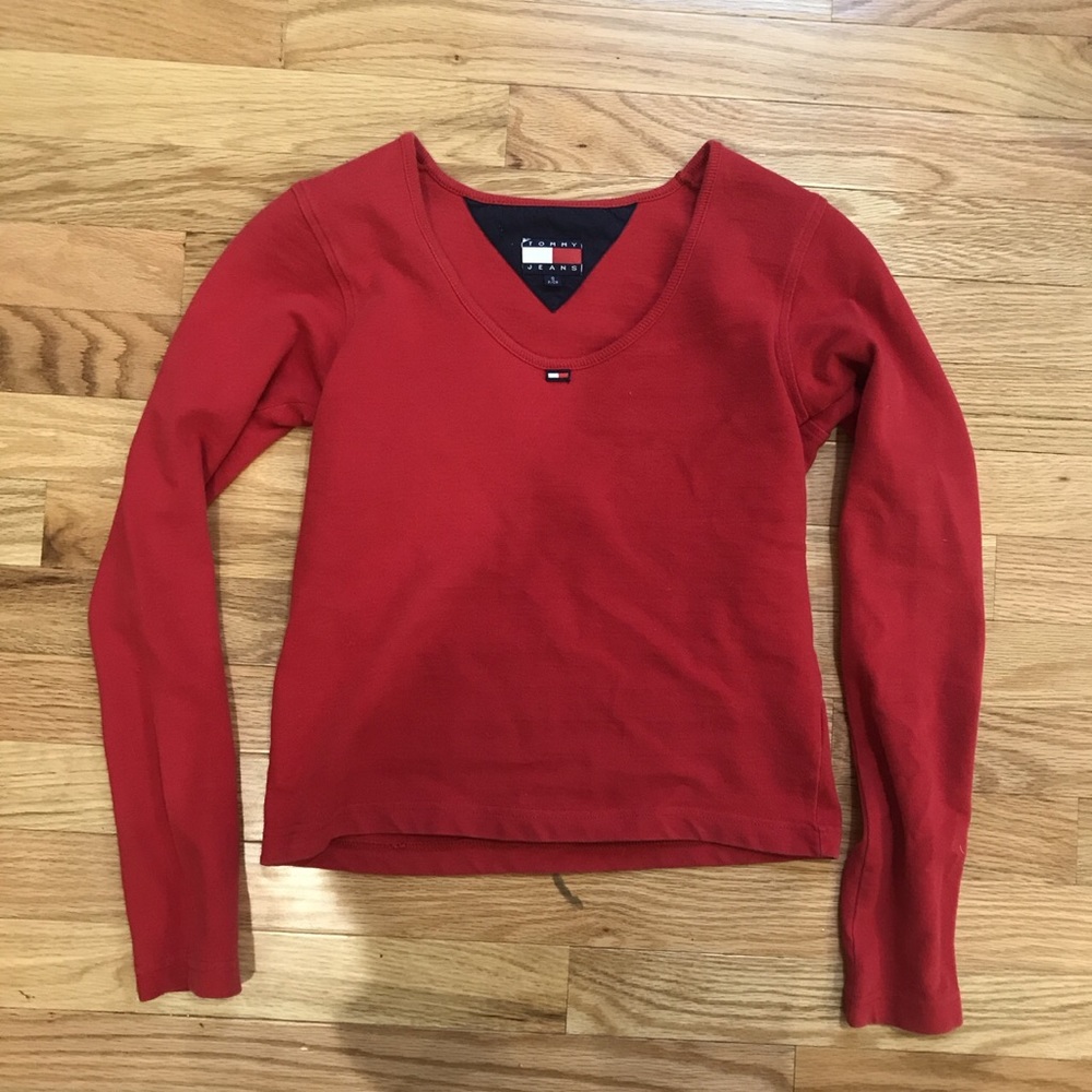 tommy hilfiger scoop neck tight long sleeve